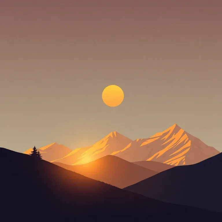 FLUX.1 [schnell]: a minimalist mountain landscape at golden hour, flat vector illustration